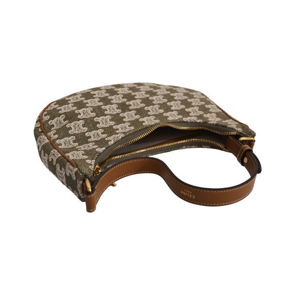 Celine Triomphe Ava Canvas Calfskin Ava Shoulder Bag Green - Picture 4 of 4